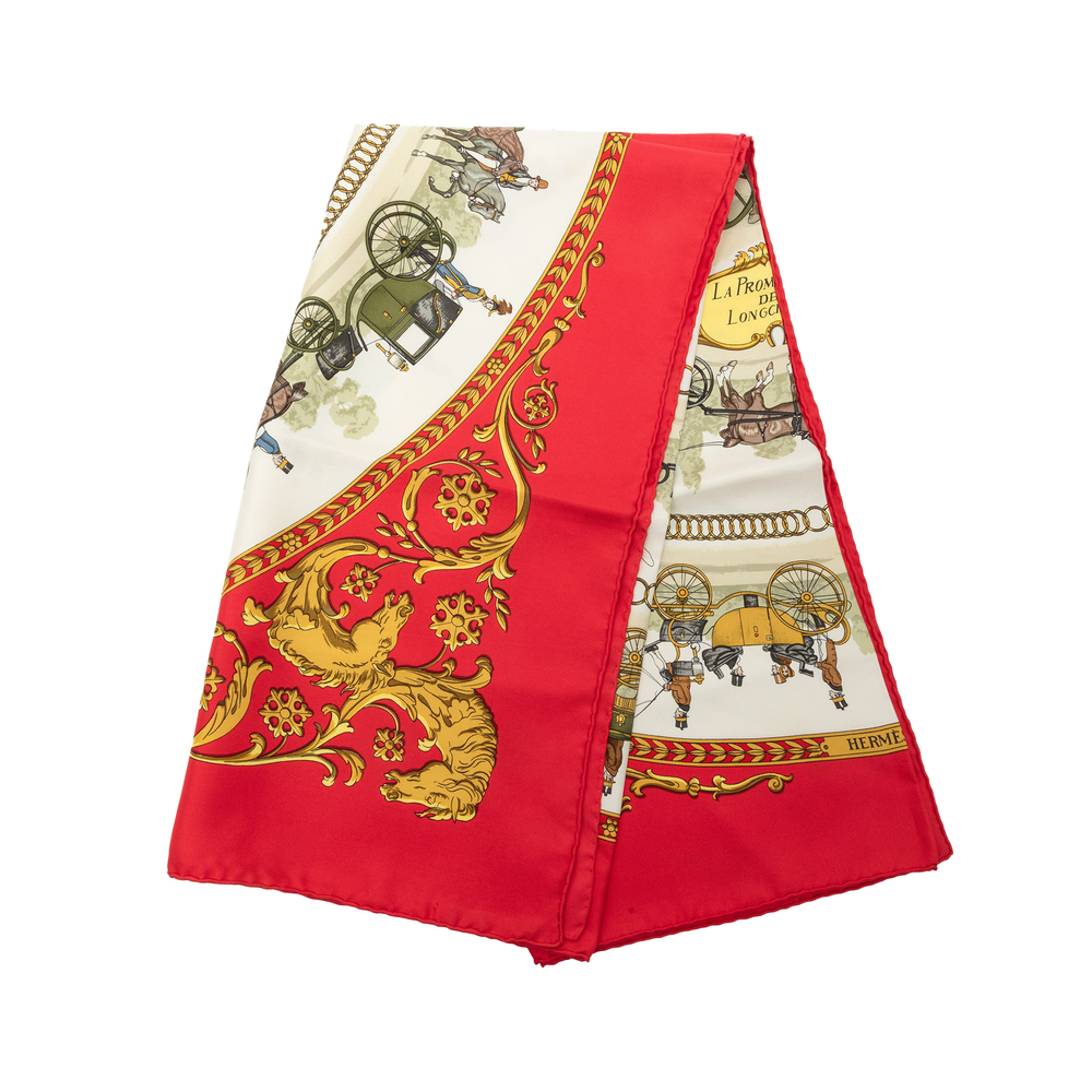 Pre-Loved Hermes La Promenade De Longchamps Silk Scarf 90
